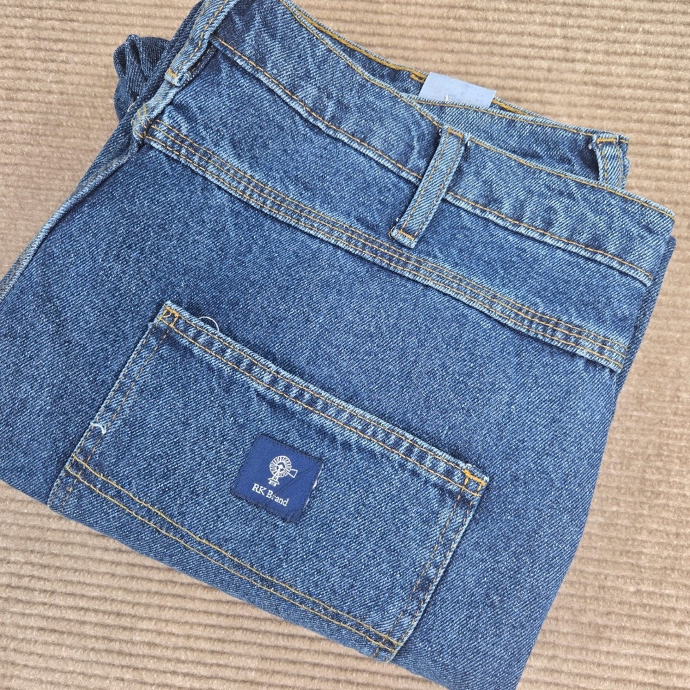 RK Brand Mens 38x32 Blue Relaxed Fit Carpenter Workwear Denim Jeans